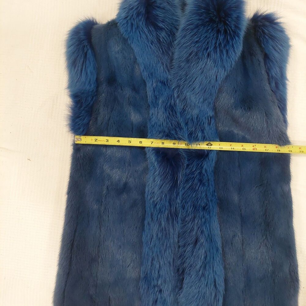 Authentic REVILLON Paris New York Electric Blue Rabbit Fox Fur Convertible Vest - Picture 7 of 14